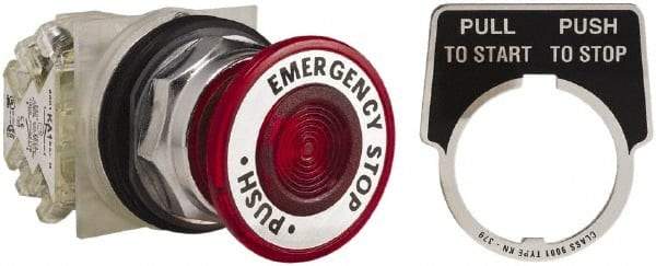 Square D - 30mm Mount Hole, Pushbutton Switch - Red Pushbutton, Maintained (MA) - Apex Tool & Supply