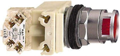 Schneider Electric - 30mm Mount Hole, Extended Straight, Pushbutton Switch with Contact Block - Green Pushbutton, Momentary (MO) - Apex Tool & Supply