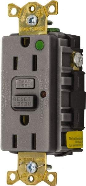Hubbell Wiring Device-Kellems - 1 Phase, 5-15R NEMA, 125 VAC, 15 Amp, Self Grounding, GFCI Receptacle - 2 Pole, Back and Side Wiring, Hospital Grade - Apex Tool & Supply