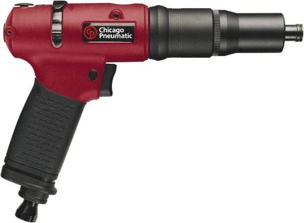 Chicago Pneumatic - 1/4" Bit Holder, 1,000 RPM, Pistol Grip Handle Air Screwdriver - 0.73 to 5-1/2 Ft/Lb Torque, 1/4" Inlet, 5.25 CFM - Apex Tool & Supply