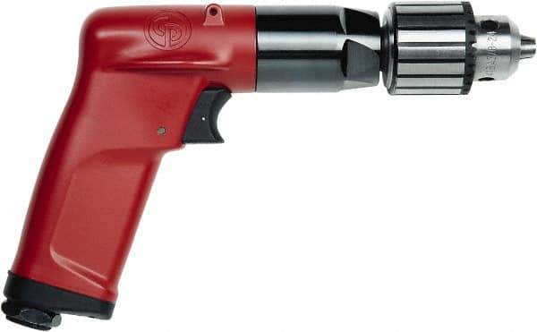 Chicago Pneumatic - 1/4" Keyed Chuck - Pistol Grip Handle, 4,500 RPM, 2.5 LPS, 5.3 CFM, 0.5 hp, 90 psi - Apex Tool & Supply