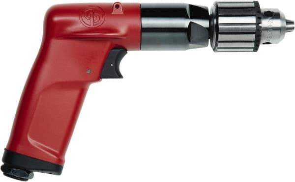 Chicago Pneumatic - 1/4" Keyed Chuck - Pistol Grip Handle, 3,300 RPM, 2.25 LPS, 4.75 CFM, 0.5 hp, 90 psi - Apex Tool & Supply