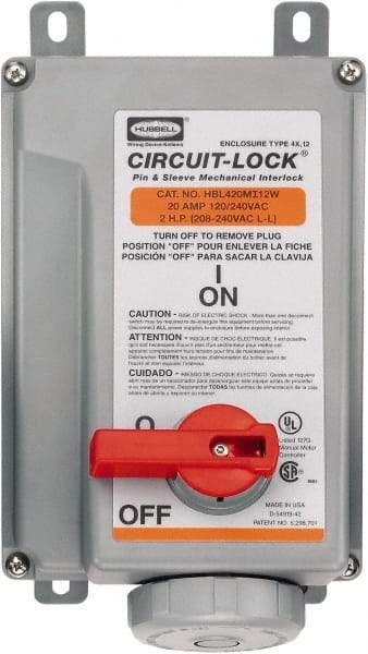 Hubbell Wiring Device-Kellems - 1 Phase, 125/250 VAC, 20 Amp, 2 hp, Interlock Receptacle - 3 Poles, Watertight, IEC 60309, Orange - Apex Tool & Supply