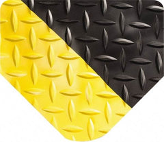 Wearwell - 6' Long x 3' Wide, Dry Environment, Anti-Fatigue Matting - Black with Yellow Borders, Vinyl with Vinyl Sponge Base, Beveled on All 4 Sides - Apex Tool & Supply