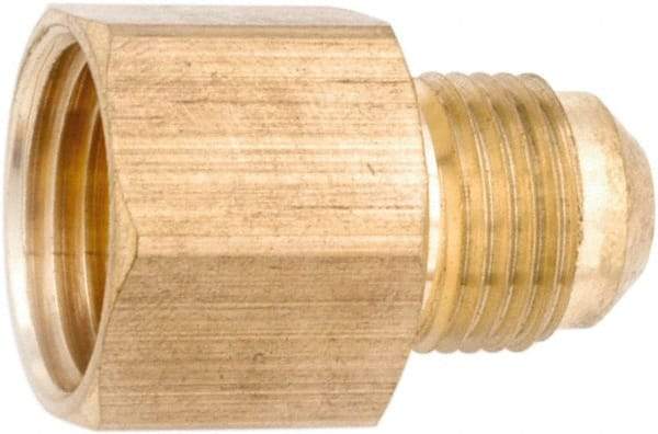 ANDERSON METALS - 3/8" Tube OD, 45° Lead Free Brass Flared Tube Female Connector - 3/8 NPT, Flare x FNPT Ends - Apex Tool & Supply