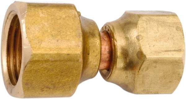 ANDERSON METALS - 3/8 x 1/4" Tube OD, 45° Lead Free Brass Flared Tube Swivel Connector Reducing - Flare x Flare Ends - Apex Tool & Supply