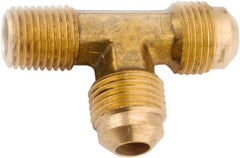 ANDERSON METALS - 3/8" Tube OD, 45° Lead Free Brass Flared Tube Male Run Tee - 3/8 NPT, Flare x MIP x Flare Ends - Apex Tool & Supply