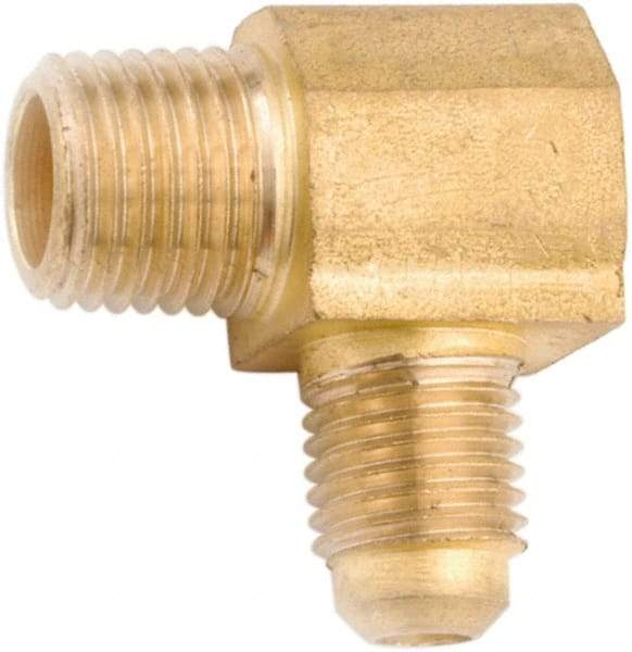 ANDERSON METALS - 5/8" Tube OD, 45° Lead Free Brass Flared Tube Male Elbow - 3/8 NPT, Flare x MNPT Ends - Apex Tool & Supply