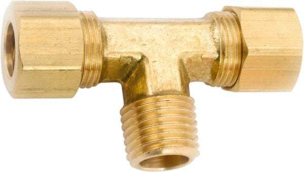 ANDERSON METALS - 3/8" OD, Lead Free Brass Male Branch Tee - 200 Max Working psi, Comp x Comp x MNPT Ends - Apex Tool & Supply