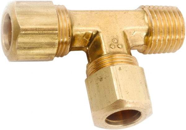 ANDERSON METALS - 3/8" OD, Lead Free Brass Male Run Tee - 200 Max Working psi, Comp x MNPT x Comp Ends - Apex Tool & Supply