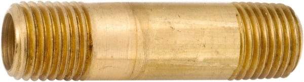 ANDERSON METALS - 2" Long, 3/8" Pipe Threaded Brass Pipe Nipple - NPT Thread, Lead Free Brass - Apex Tool & Supply