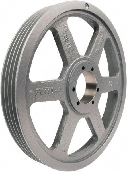 TB Wood's - 4 Groove, 1/2 to 2-1/2 Bore Diam, 10.6" Outside Diam, QD Bushed V Belt Sheave - 10.60 3V Diam Belt Pitch - Apex Tool & Supply