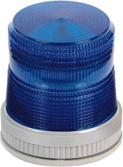 Edwards Signaling - 24 VDC, 4X NEMA Rated, LED, Blue, Flashing, Steady Light - 65 Flashes per min, 3/4 Inch Pipe, 3-3/4 Inch Diameter, 4-3/4 Inch High, Panel Mount, Pipe Mount, Wall Mount - Apex Tool & Supply