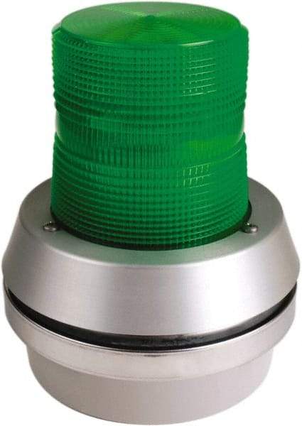 Edwards Signaling - 24 VDC, LED, Green, Flashing Light - 65 Flashes per min, 1/2 Inch Pipe, 6 Inch Diameter, 7-3/8 Inch High, Box Mount, Pane, Pipe, Surface and Wall Mount - Apex Tool & Supply