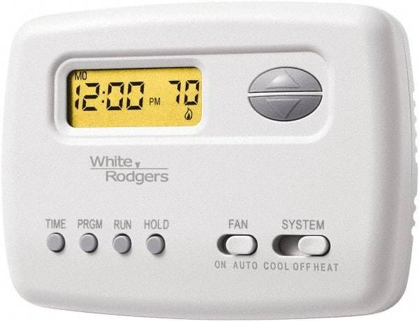 White-Rodgers - 45 to 90°F, 1 Heat, 1 Cool, Digital Programmable Thermostat - 20 to 30 Volts, Horizontal Mount, Manual Switch - Apex Tool & Supply