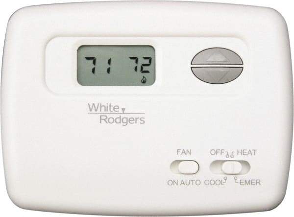 White-Rodgers - 45 to 90°F, 2 Heat, 1 Cool, Digital Nonprogrammable Heat Pump Thermostat - 20 to 30 Volts, Horizontal Mount, Hardwire Switch - Apex Tool & Supply