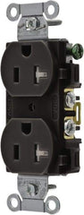 Hubbell Wiring Device-Kellems - 125 VAC, 20 Amp, 5-20R NEMA Configuration, Black, Specification Grade, Self Grounding Duplex Receptacle - 1 Phase, 2 Poles, 3 Wire, Flush Mount, Tamper Resistant - Apex Tool & Supply
