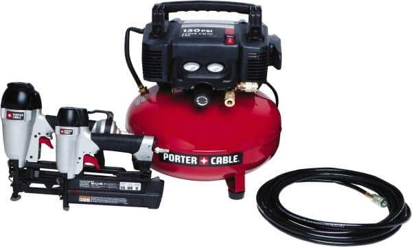 Porter-Cable - 0.80 HP, 2.6 SCFM at 90 psi Pancake Finish/Nailer Combo - 6 Gallon Tank, 10 Amp, 150 Max psi, 120V - Apex Tool & Supply