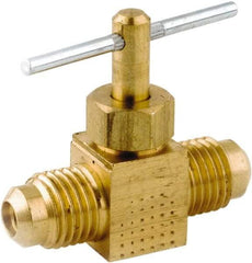 ANDERSON METALS - 1/4 x 1/4" Pipe, Inline Metal Seat Needle Valve - Brass Seal, FL x FL Ends, Lead Free Brass Valve, 150 Max psi - Apex Tool & Supply