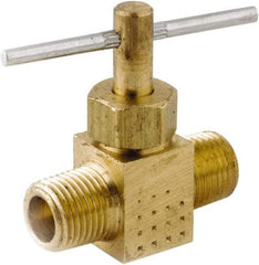 ANDERSON METALS - 1/4" Pipe, Inline Metal Seat Needle Valve - Brass Seal, MPT Ends, Lead Free Brass Valve, 150 Max psi - Apex Tool & Supply