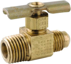 ANDERSON METALS - 1/4 x 1/4" Pipe, Inline Metal Seat Needle Valve - Brass Seal, FL x MIP Ends, Lead Free Brass Valve, 150 Max psi - Apex Tool & Supply