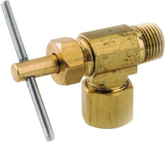 ANDERSON METALS - 1/4 x 1/4" Pipe, Angled Metal Seat Needle Valve - Brass Seal, Compression x MIP Ends, Lead Free Brass Valve, 150 Max psi - Apex Tool & Supply