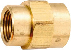 ANDERSON METALS - 3/8-18 x 1/8-27 Female Thread, Lead Free Brass Industrial Pipe Coupling - FNPT, 1,000 psi - Apex Tool & Supply