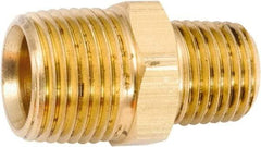 ANDERSON METALS - 1/2-14 x 1/4-18 Male Thread, Lead Free Brass Industrial Pipe Hex Nipple - MNPT, 1,000 psi - Apex Tool & Supply