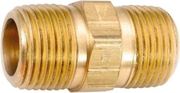 ANDERSON METALS - 1-11 Male Thread, Lead Free Brass Industrial Pipe Hex Nipple - MNPT, 1,000 psi - Apex Tool & Supply