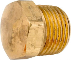 ANDERSON METALS - 1/2-14 Male Thread, Lead Free Brass Industrial Pipe Hex Head Plug - MNPT, 1,000 psi - Apex Tool & Supply