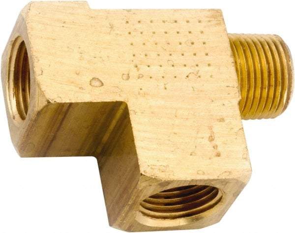 ANDERSON METALS - 1/8-27 Male Thread x 1/8-27 Female Thread, Lead Free Brass Industrial Pipe Street Tee - MNPT x FNPT, 1,000 psi - Apex Tool & Supply