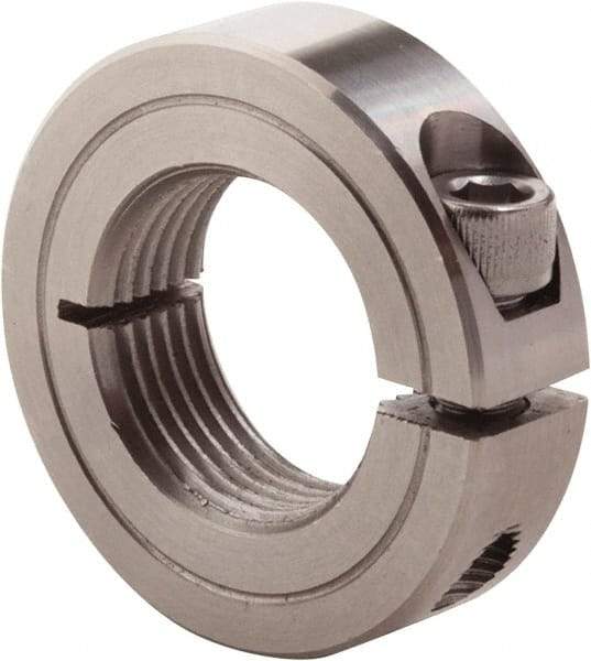 Climax Metal Products - 1-12 Thread, Stainless Steel, One Piece Threaded Shaft Collar - 1-3/4" Outside Diam, 1/2" Wide - Apex Tool & Supply