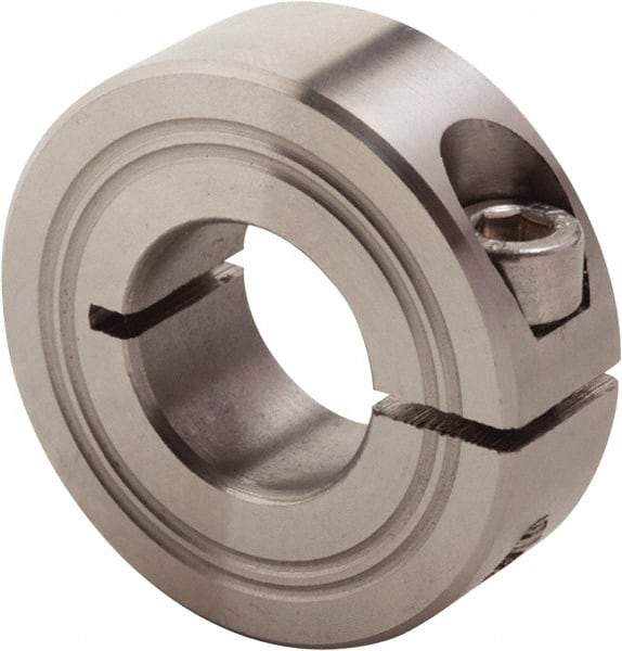 Climax Metal Products - 16mm Bore, Stainless Steel, One Piece Clamp Collar - 1-3/8" Outside Diam - Apex Tool & Supply