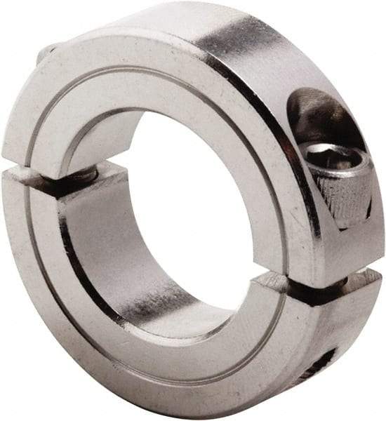 Climax Metal Products - 3-3/16" Bore, Stainless Steel, Two Piece Clamp Collar - 4-1/2" Outside Diam, 7/8" Wide - Apex Tool & Supply