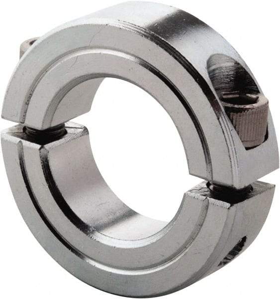 Climax Metal Products - 2-3/16" Bore, Steel, Two Piece Clamp Collar - 3-1/4" Outside Diam, 3/4" Wide - Apex Tool & Supply
