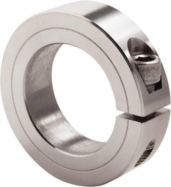 Climax Metal Products - 3-3/16" Bore, Stainless Steel, One Piece Clamp Collar - 4-1/2" Outside Diam, 7/8" Wide - Apex Tool & Supply