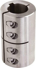 Climax Metal Products - 14mm Inside x 34mm Outside Diam, One Piece Split Clamping Collar with Keyway - 50mm Long x 5mm Keyway Width x 3mm Keyway Depth - Apex Tool & Supply