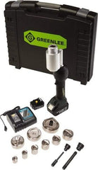 Greenlee - 16 Piece, 0.88 to 4.5445" Punch Hole Diam, Hydraulic Knockout Set - Round Punch, 10 Gage Stainless Steel, 10 Gage Mild Steel - Apex Tool & Supply