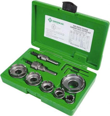Greenlee - 11 Piece, 7/8 to 2-1/2" Cutter Diam, 0.187" Cutting Depth, Carbide Annular Cutter Set - Oxide Finish - Apex Tool & Supply