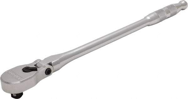 Proto - 3/8" Drive Pear Head Ratchet - Full Polish Chrome Finish, 13" OAL, 90 Gear Teeth, Long Arm Handle, Reversible Flex Head - Apex Tool & Supply