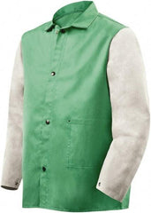 Steiner - Size 4XL Flame Resistant/Retardant Jacket - Green, Gray, Cotton & Leather, Snaps Closure - Apex Tool & Supply