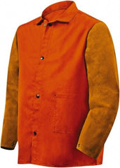 Steiner - Size L Flame Resistant/Retardant Jacket - Orange, Rust, Cotton & Leather, Snaps Closure - Apex Tool & Supply