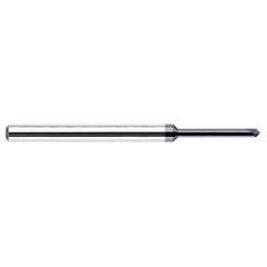 Chamfer Cutters - 0.0620″ (1/16″) Neck Diameter × 0.5000″ (1/2″) Reach × 30° per side Carbide Pointed Chamfer Cutter, 2 Flutes, AlTiN Coated - Exact Industrial Supply