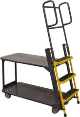 Ballymore - 63" 3 Step Ladder/Cart - Merchandise Ladder Cart, 1,000 Lb Capacity, 28" Platform Height, 21" Base Width x 51" Base Depth, Abrasive Mat Tread - Apex Tool & Supply
