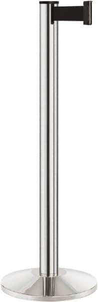 Lavi Industries - 40" High, 2-3/4" Pole Diam, Stanchion - 14" Base Diam, Dome Cast Iron Base, Polished Chrome (Color) Aluminum Post, 7' x 2" Tape, Single Line Tape - Apex Tool & Supply