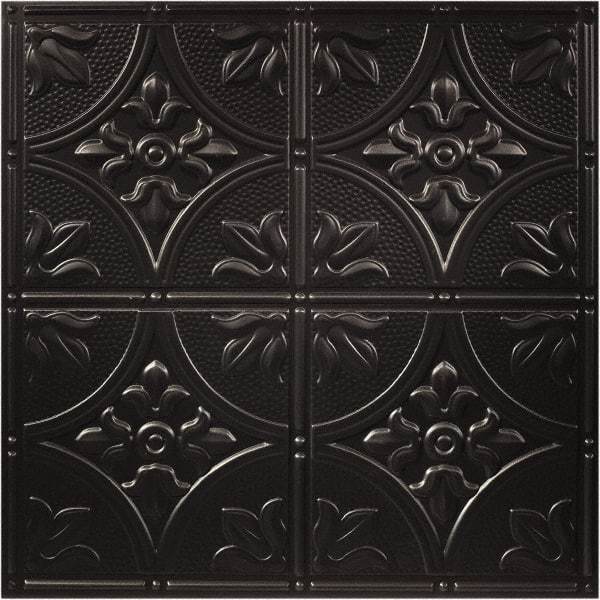 Genesis - 23-3/4" Long x 23-3/4" Wide x 0.11" Thick, Vinyl Ceiling Tile - ASTM E-84 Specification, Black - Apex Tool & Supply