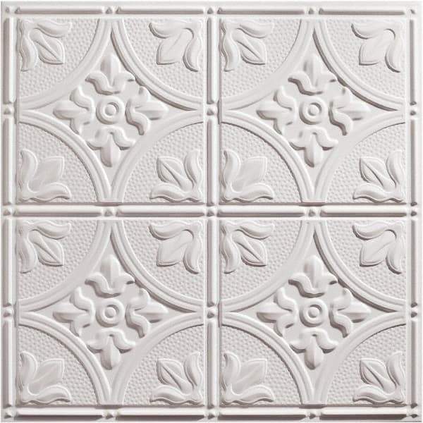 Genesis - 23-3/4" Long x 23-3/4" Wide x 0.11" Thick, Vinyl Ceiling Tile - ASTM E-84 Specification, White - Apex Tool & Supply