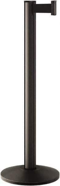 Lavi Industries - 40" High, 2-3/4" Pole Diam, Stanchion - 14" Base Diam, Dome Cast Iron Base, Polished Chrome (Color) Aluminum Post, 7' x 2" Tape, Single Line Tape - Apex Tool & Supply