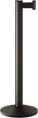 Lavi Industries - 40" High, 2-3/4" Pole Diam, Stanchion - 14" Base Diam, Dome Cast Iron Base, Polished Chrome (Color) Aluminum Post, 7' x 2" Tape, Single Line Tape - Apex Tool & Supply