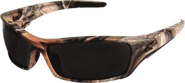 Edge Eyewear - Smoke Lenses, Framed Safety Glasses - Scratch Resistant, Forest Camo Nylon Frame, Size Universal, Wrap Around - Apex Tool & Supply